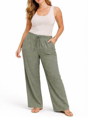 Naturals D&Co Sage Gauze Wide Leg Crop Lounge Pants 3X